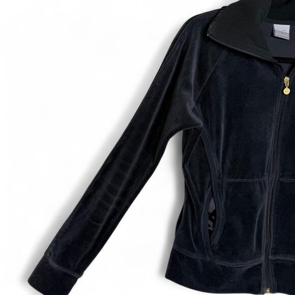 Vintage Y2K Nike Velour Zip Jacket Sz L – Gold Swoosh, Rainbow Tag, Juicy Vibe - Picture 2 of 12